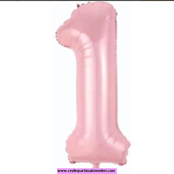 1 Rakam Pembe Folyo Balon